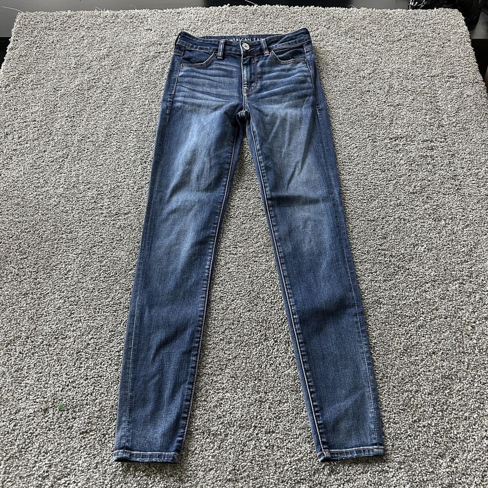 American Eagle Outfitters Hi-Rise Jegging Jeans Womens 4 Tall Blue Stretch Denim